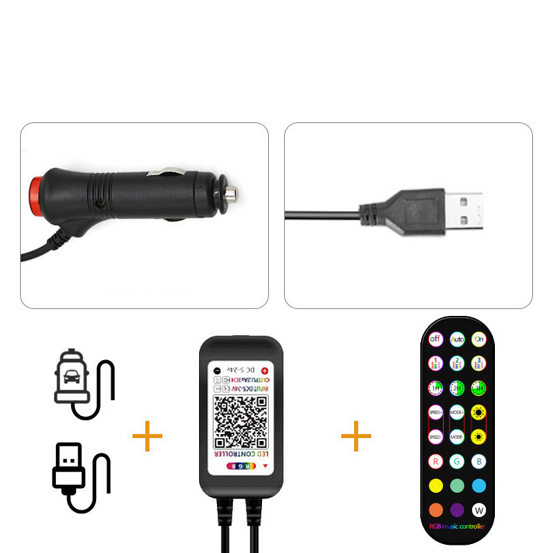 Decorative Car Interior LED Lights Remote Control RGB Strip Lights 5 Decorative Car Interior LED Lights Remote Control RGB Strip Lights - Image 5