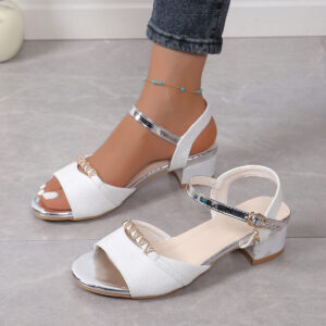 Sequin Open-toe Roman Low-heeled Sandals