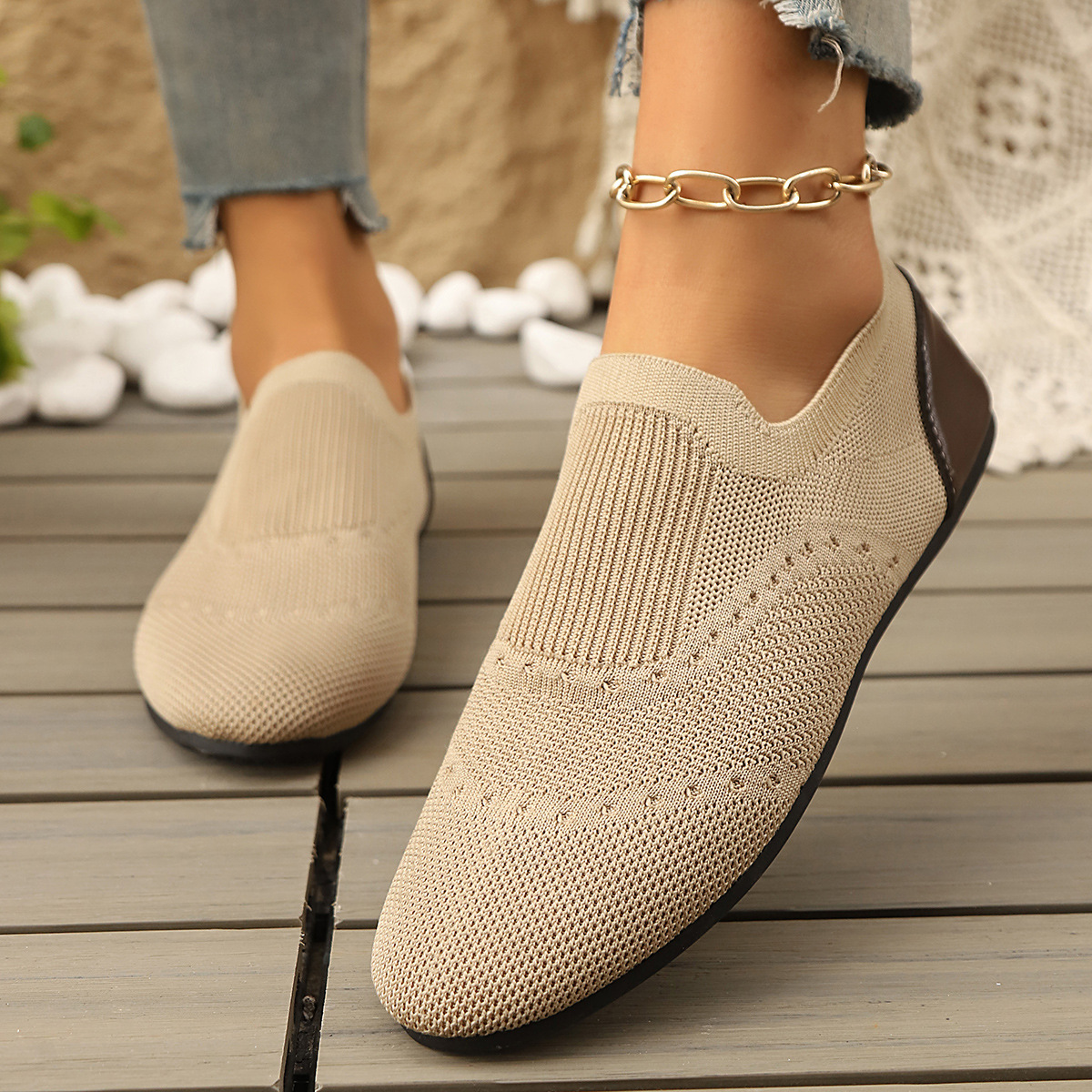 Fly knit Shoes Flat-Soled Breathable Casual 3 Fly knit Shoes Flat-Soled Breathable Casual - Image 3