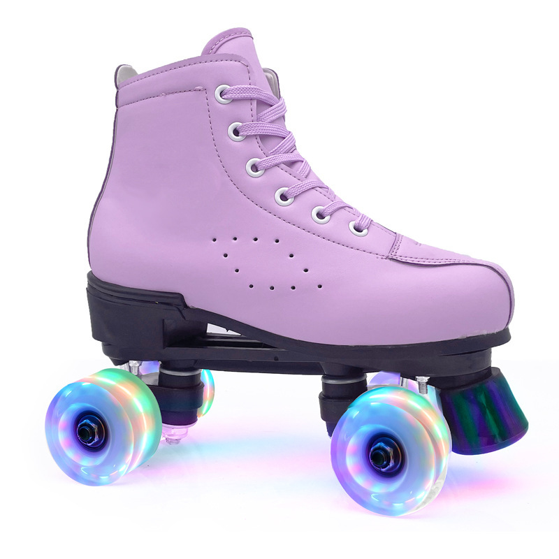 Double-row Leather Purple Roller Skates 2 Double-row Leather Purple Roller Skates - Image 2