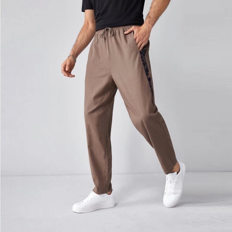 Solid-color Elastic Waist And Drawstring Pants 3 Solid-color Elastic Waist And Drawstring Pants - Image 3