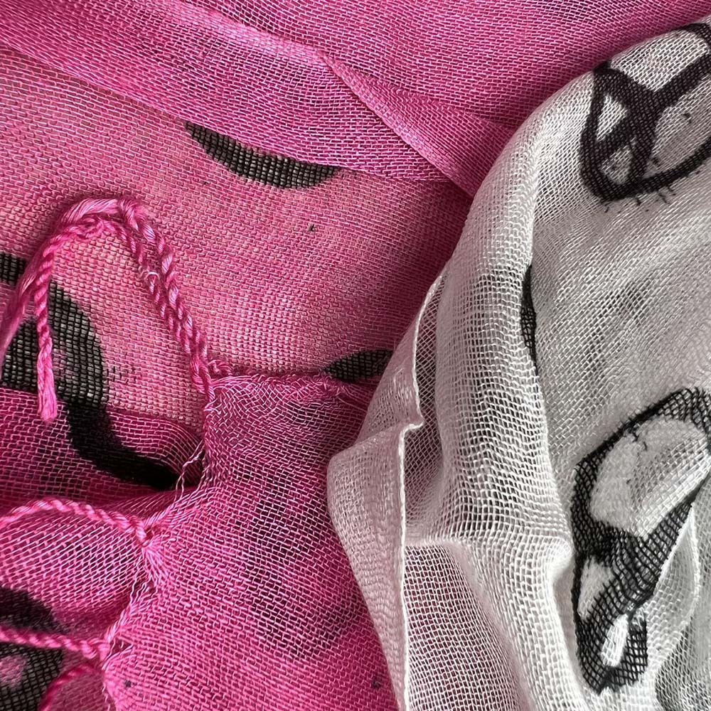 2pcs Pink Semi Sheer Scarf For Women & Men 4 2pcs Pink Semi Sheer Scarf For Women & Men - Image 4