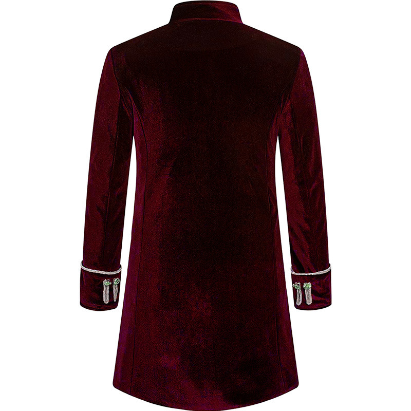 Men's Solid-Color Velvet Uniform Stand-Up Collar Coat 4 Men's Solid-Color Velvet Uniform Stand-Up Collar Coat - Image 4