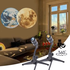 2 In 1 Star Earth And Moon Projection Lamp 360 Rotating
