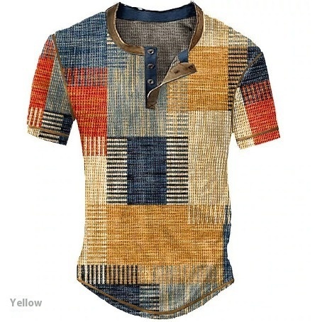 Men's Graphic Plaid Block Printed Short Sleeve Shirt 1 Men's Graphic Plaid Block Printed Short Sleeve Shirt