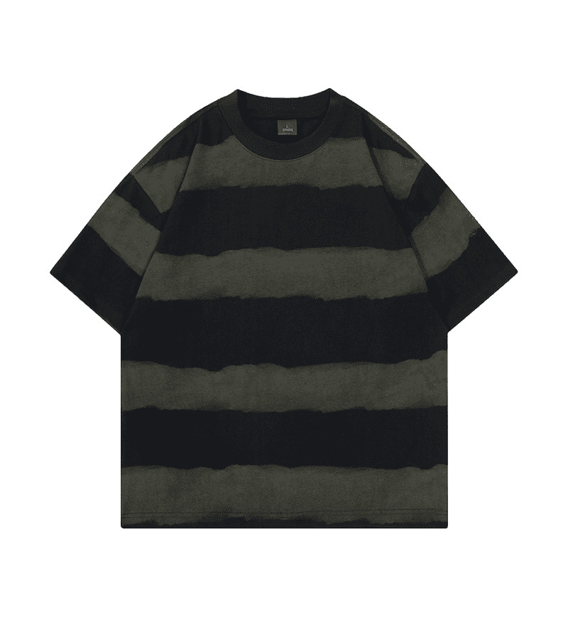 Tie-dye Washed Striped Short-Sleeve Men's Cotton T-Shirt 8 Tie-dye Washed Striped Short-Sleeve Men's Cotton T-Shirt - Image 8