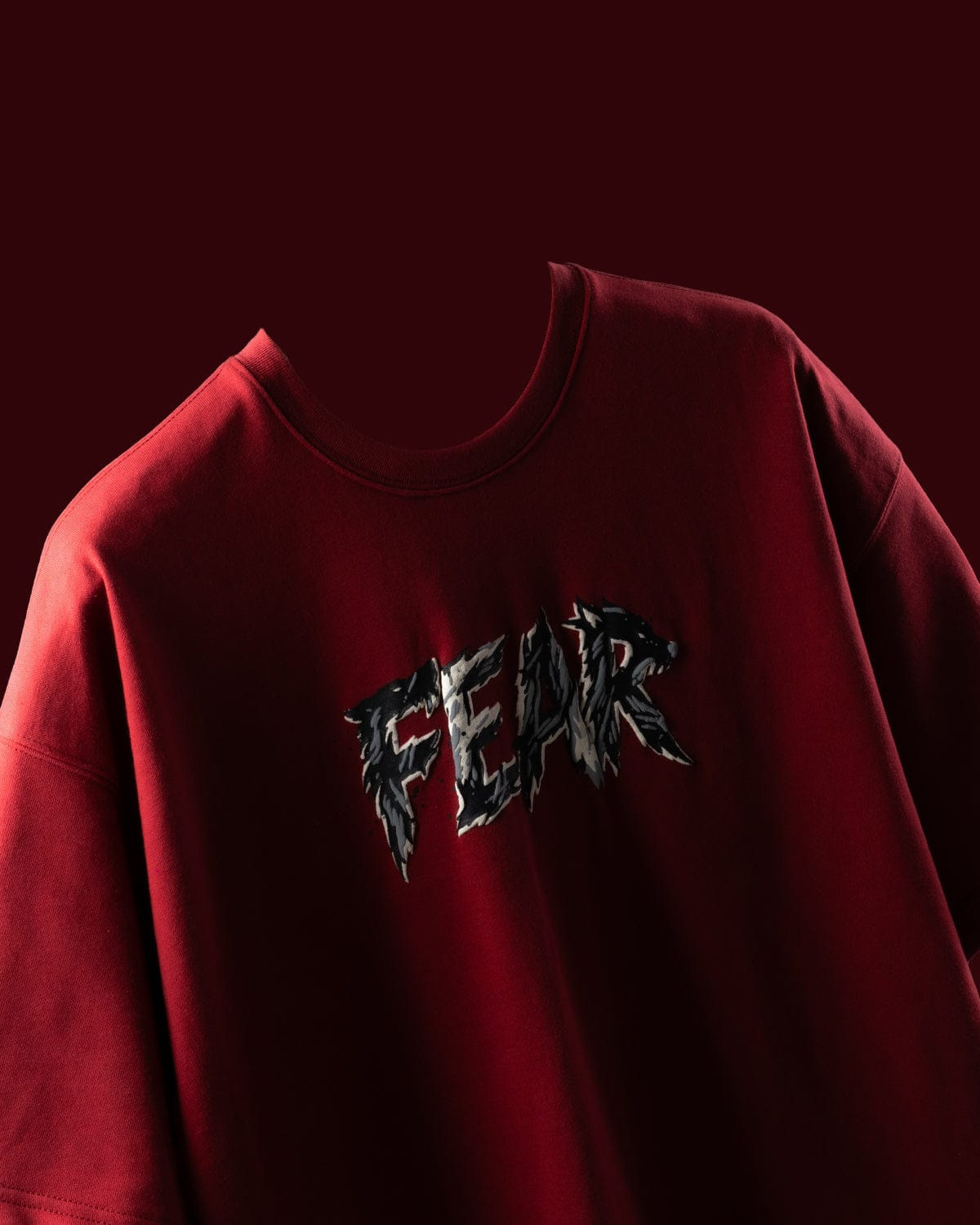Wine-red Drop-shoulder T-shirt 7 Wine-red Drop-shoulder T-shirt - Image 7