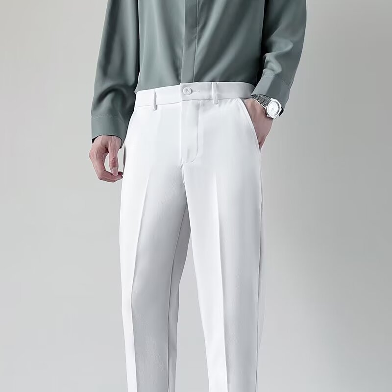 Draped Classic Tailored Slim-fit Straight-leg Casual Pants 4 Draped Classic Tailored Slim-fit Straight-leg Casual Pants - Image 4