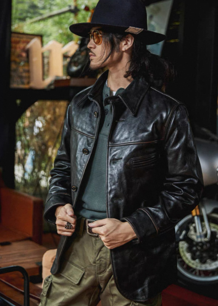 Men's Mid-Length Heavy-Duty Leather Jacket 3 Men's Mid-Length Heavy-Duty Leather Jacket - Image 3