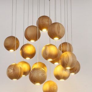 Nordic Wood Ball Chandelier