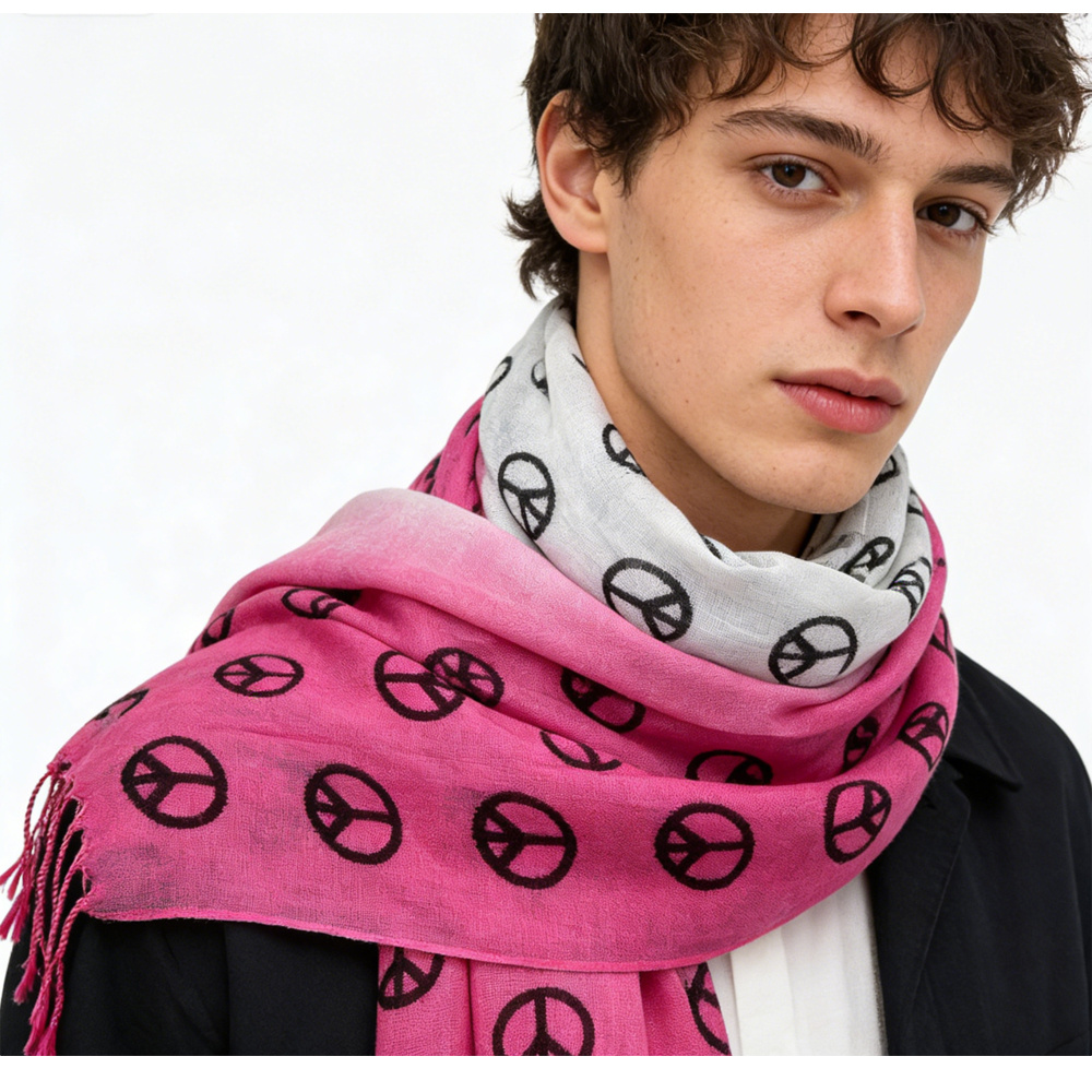 2pcs Pink Semi Sheer Scarf For Women & Men 2 2pcs Pink Semi Sheer Scarf For Women & Men - Image 2