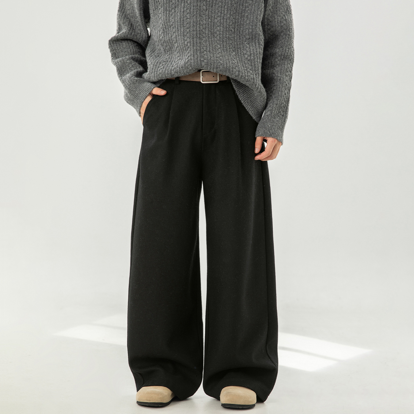 Wool Straight-leg Loose Pleated Casual Trousers 2 Wool Straight-leg Loose Pleated Casual Trousers - Image 2