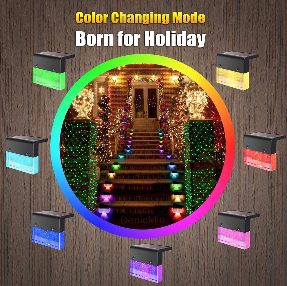 Waterproof New RGB LED Solar Light Step Fence Light 8 Waterproof New RGB LED Solar Light Step Fence Light - Image 8