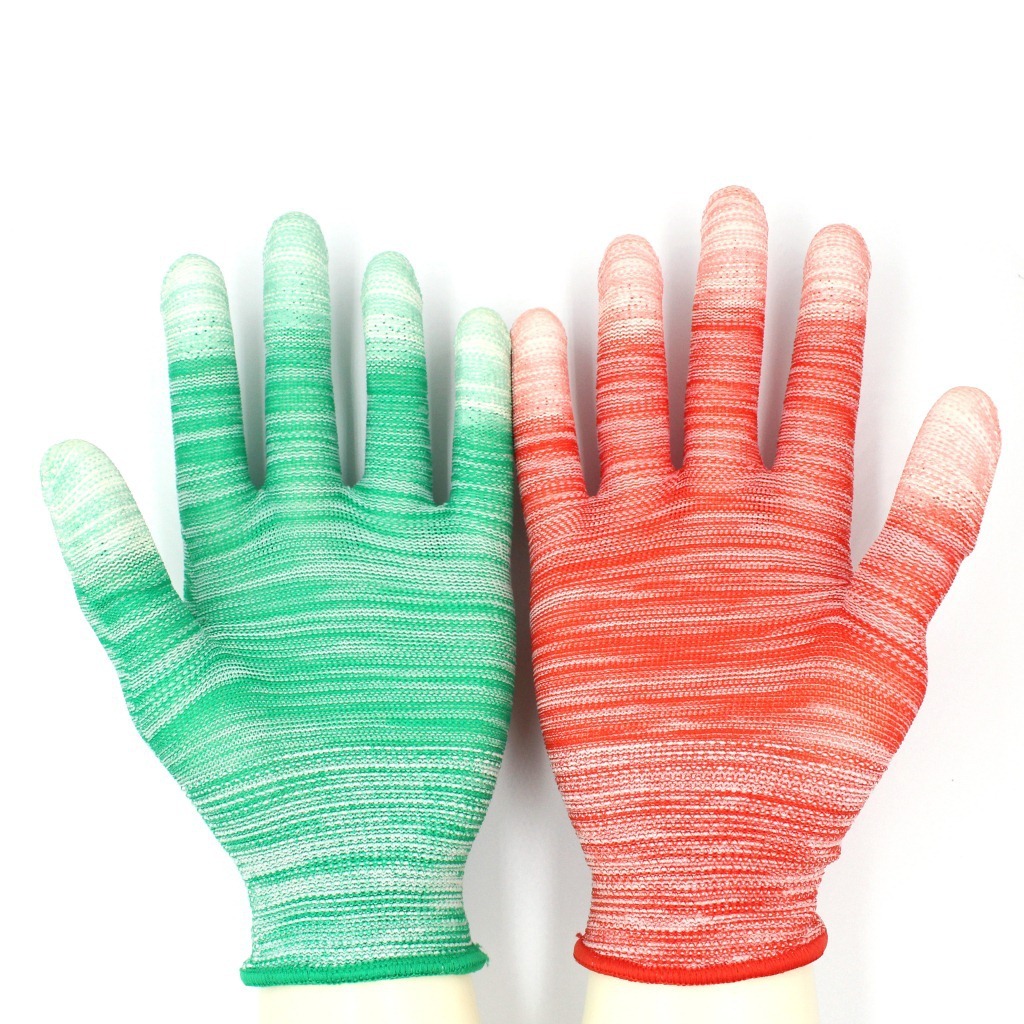 Colored Nylon PU-coated Safety Gloves 1 Colored Nylon PU-coated Safety Gloves