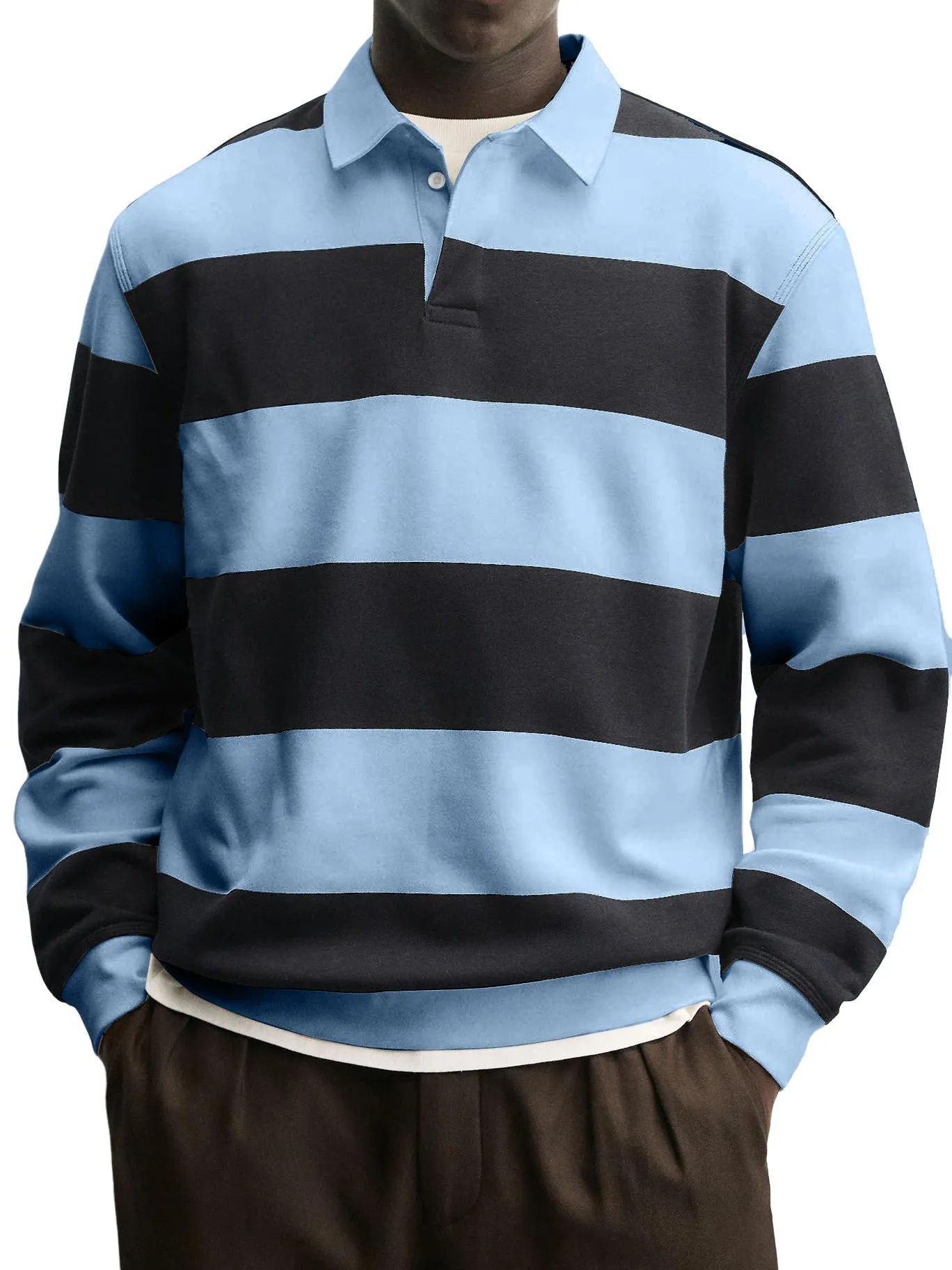 Men's Long-sleeved Striped T-shirt 6 Men's Long-sleeved Striped T-shirt - Image 6