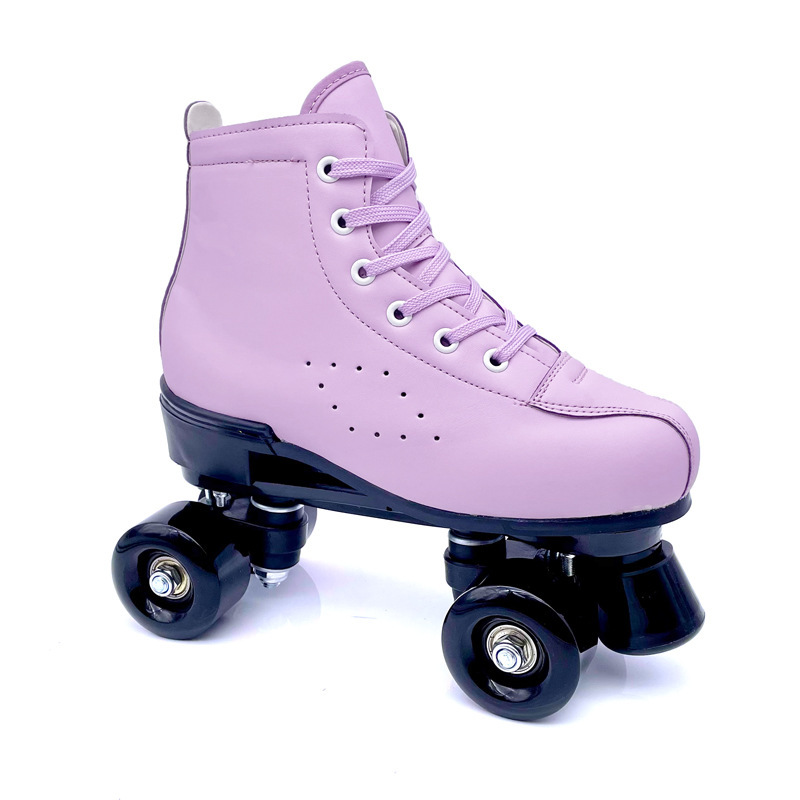 Double-row Leather Purple Roller Skates 4 Double-row Leather Purple Roller Skates - Image 4