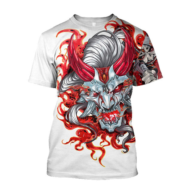 3D Men's Samurai Round Neck T-shirt 2 3D Men's Samurai Round Neck T-shirt - Image 2