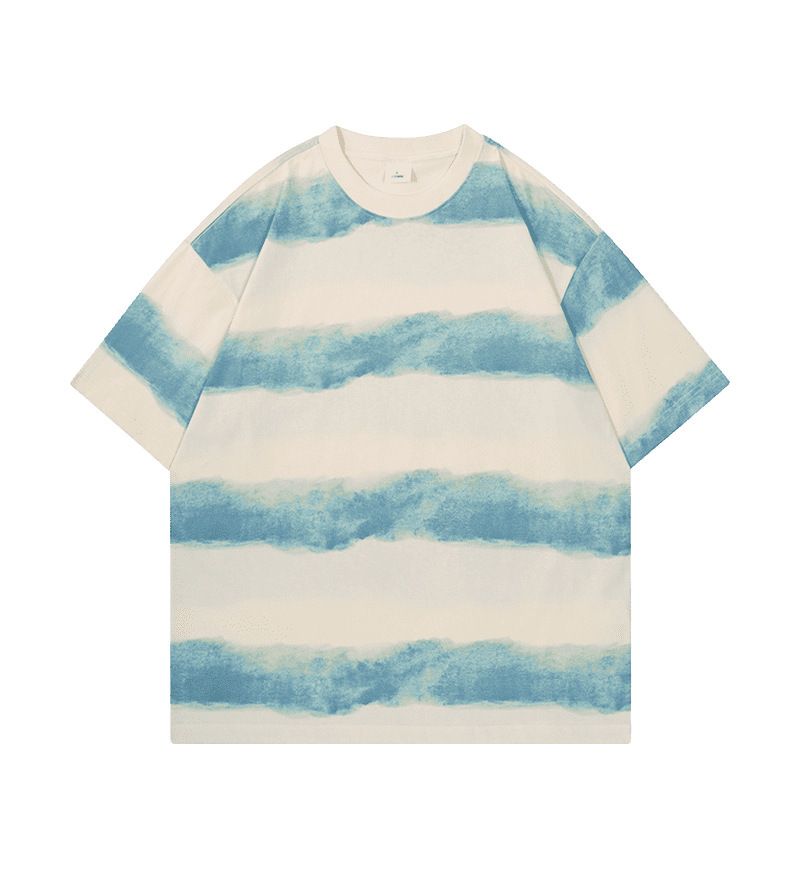 Tie-dye Washed Striped Short-Sleeve Men's Cotton T-Shirt 10 Tie-dye Washed Striped Short-Sleeve Men's Cotton T-Shirt - Image 10