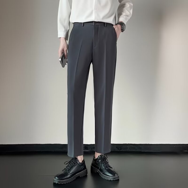 Draped Classic Tailored Slim-fit Straight-leg Casual Pants 2 Draped Classic Tailored Slim-fit Straight-leg Casual Pants - Image 2