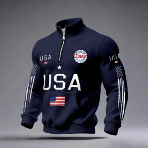 Men's Half-zip Hooded Sweatshirt With A Stand-up Collar Design