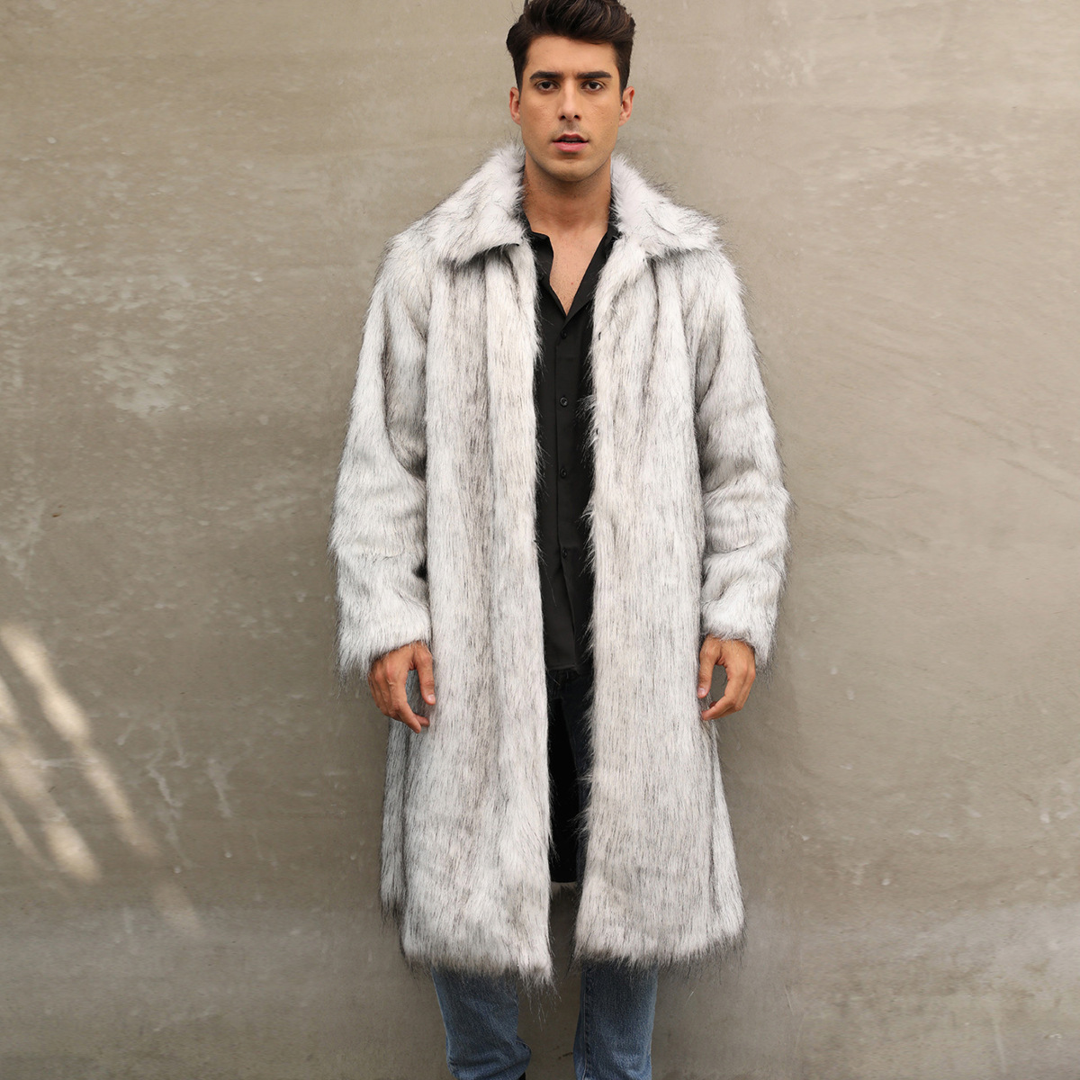 Mens Long Faux Fur Coat Mens Outerwear Warm And Cozy 7 Mens Long Faux Fur Coat Mens Outerwear Warm And Cozy - Image 7