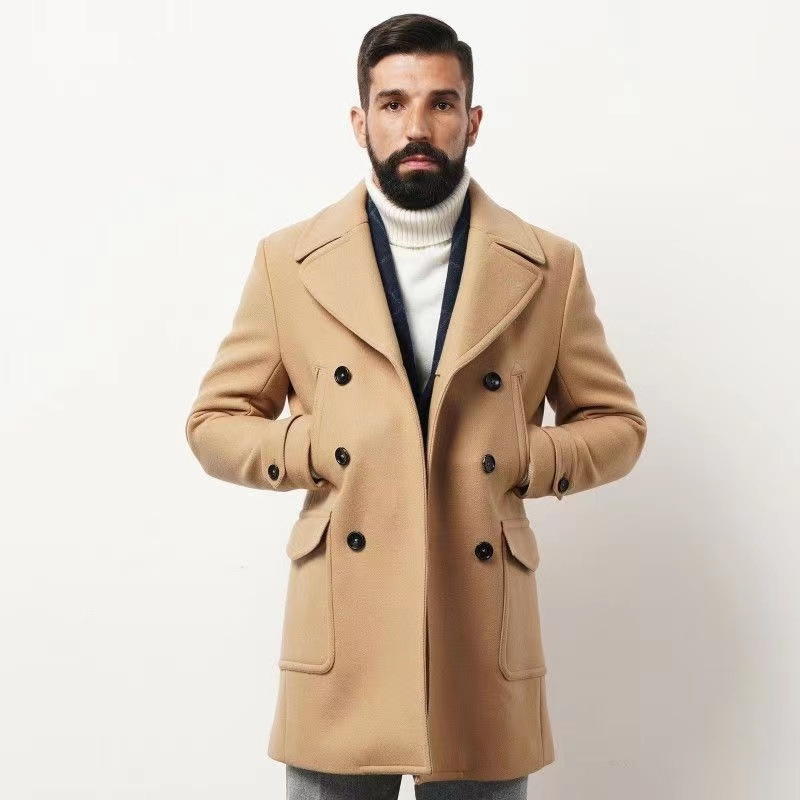 Men's Long-Sleeve British-Style Wool Coat 4 Men's Long-Sleeve British-Style Wool Coat - Image 4