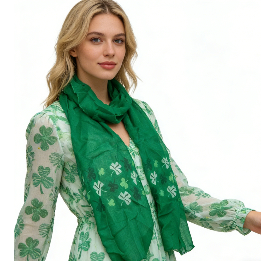 2pcs Olive Skinny Printed Scarf For Women & Men 2 2pcs Olive Skinny Printed Scarf For Women & Men - Image 2