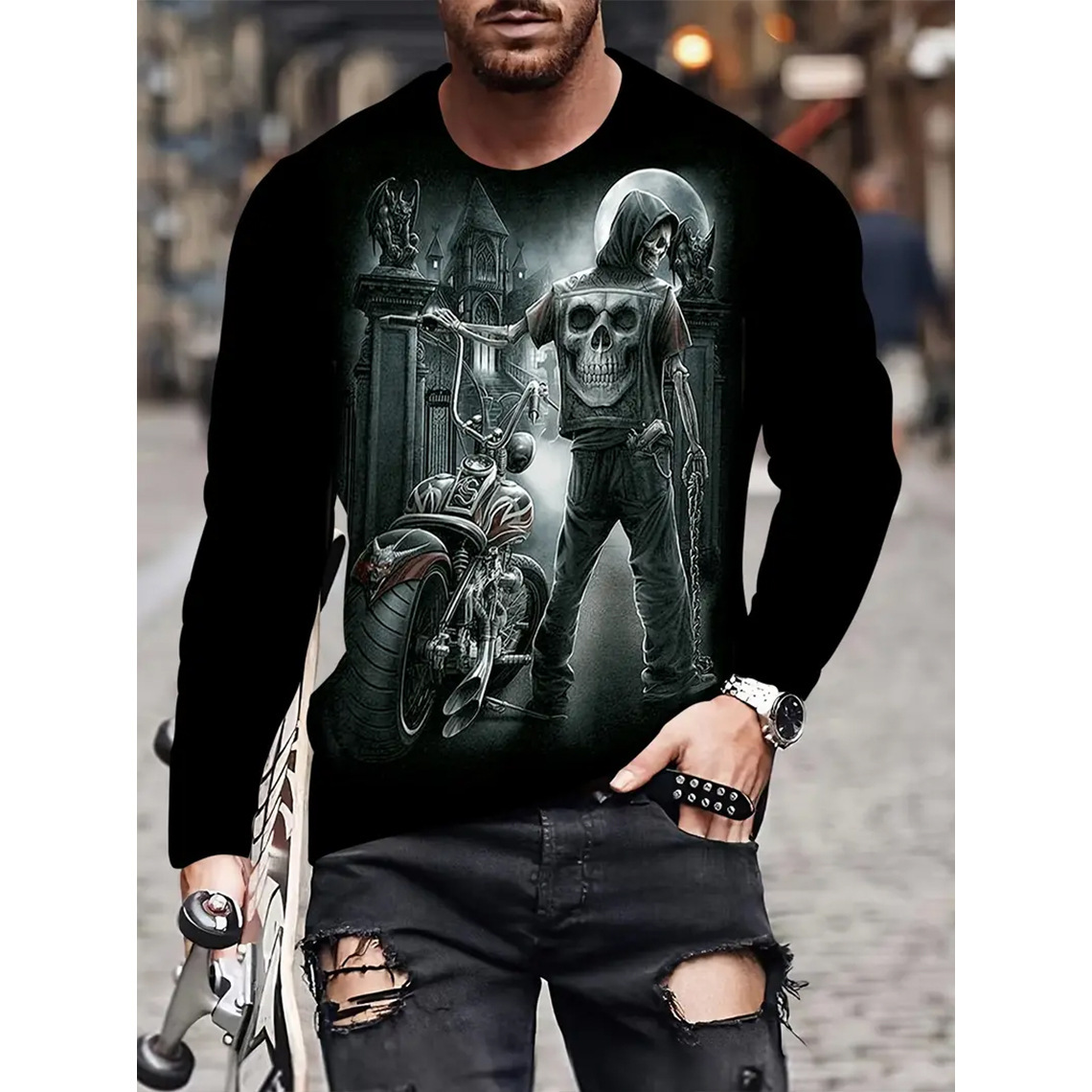 3D Printed Crew Neck Long Sleeve T-shirt 7 3D Printed Crew Neck Long Sleeve T-shirt - Image 7