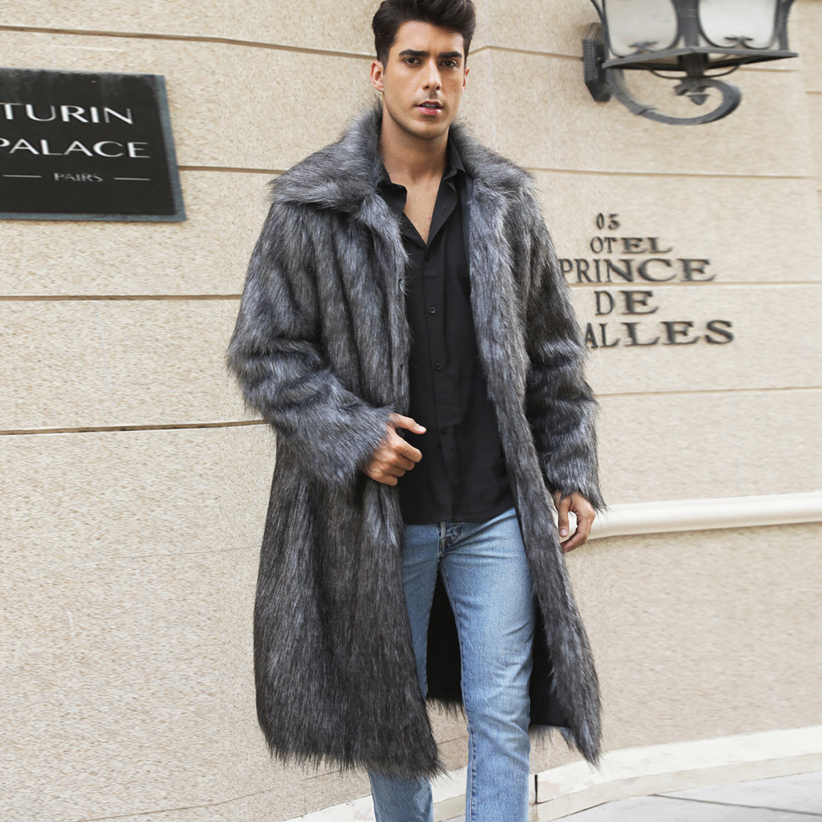 Mens Long Faux Fur Coat Mens Outerwear Warm And Cozy 4 Mens Long Faux Fur Coat Mens Outerwear Warm And Cozy - Image 4