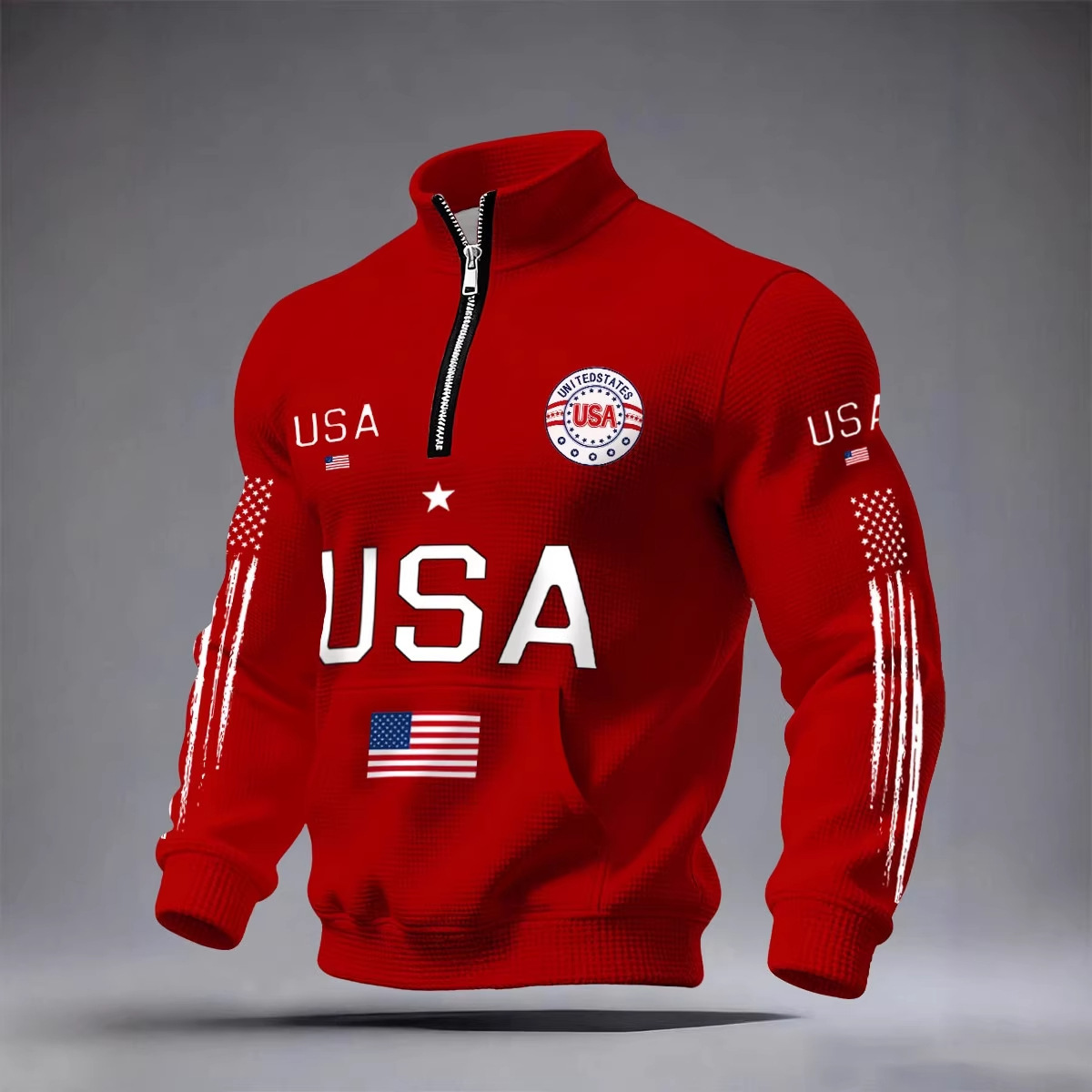 Men's Half-zip Hooded Sweatshirt With A Stand-up Collar Design 5 Men's Half-zip Hooded Sweatshirt With A Stand-up Collar Design - Image 5