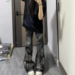 Vintage Washed-design Jeans Pants