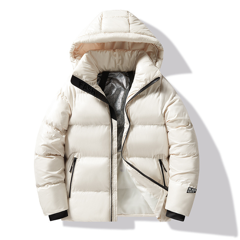 Loose-fitting Black Gold Cotton-padded Hooded Down Jacket 3 Loose-fitting Black Gold Cotton-padded Hooded Down Jacket - Image 3
