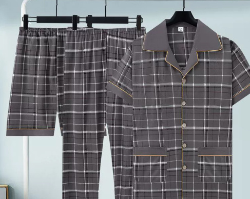 Pure Cotton Three-Piece Pajama Set For Men 8 Pure Cotton Three-Piece Pajama Set For Men - Image 8