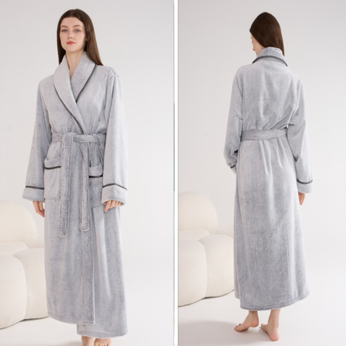 Thick Flannel Night-robe 5 Thick Flannel Night-robe - Image 5