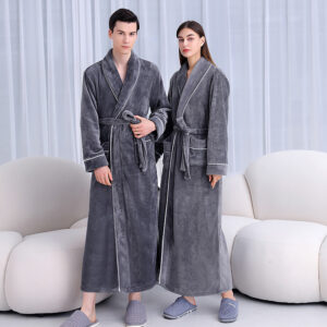 Extended Coral Fleece Bathrobe