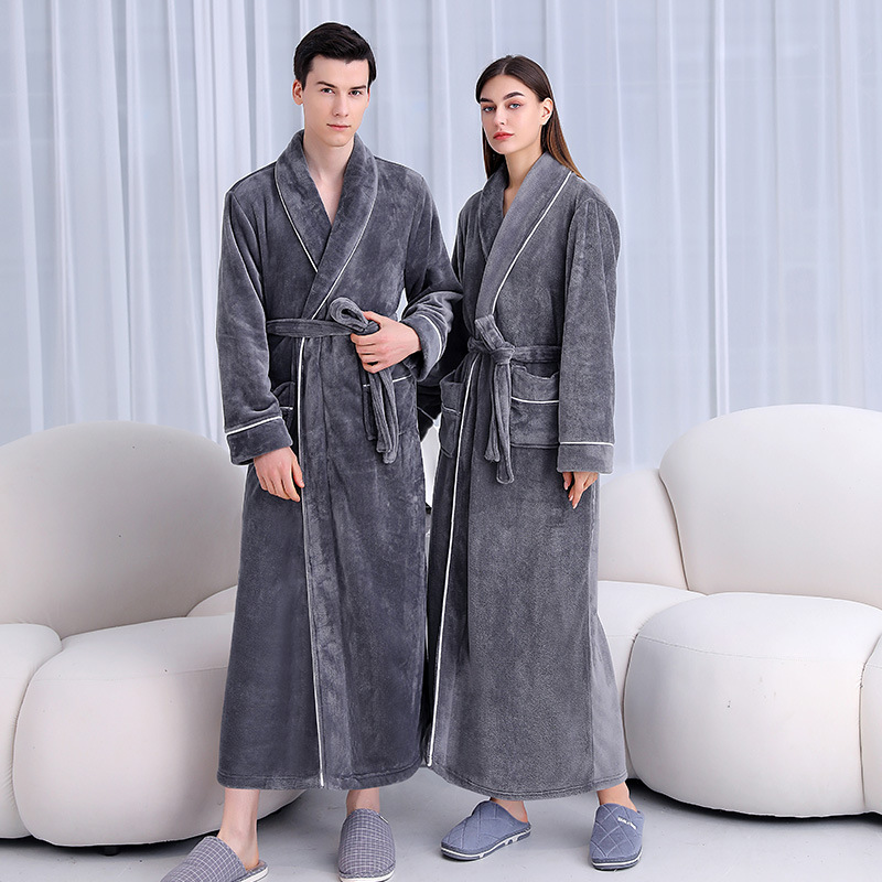 Extended Coral Fleece Bathrobe 1 Extended Coral Fleece Bathrobe