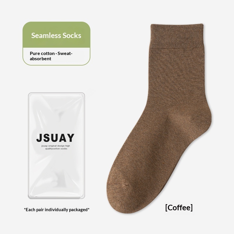 Men's Cotton Sweat-Absorbent Mid-Calf Socks 5 Men's Cotton Sweat-Absorbent Mid-Calf Socks - Image 5