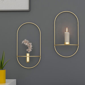 3D Metal Candle Holder Geometric Round Wall Mounted Table Table