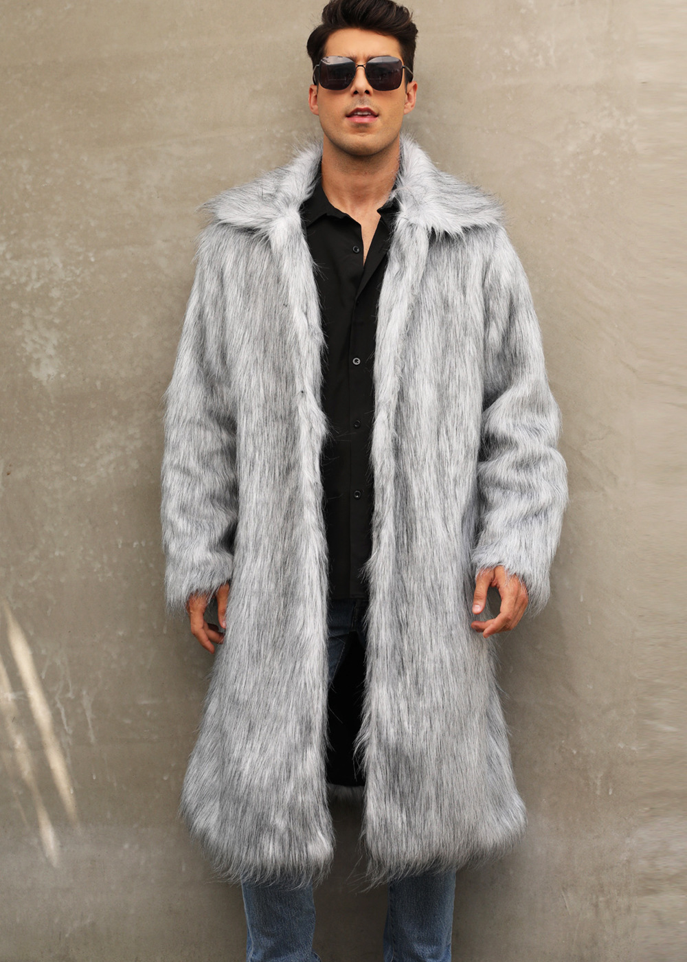 Mens Long Faux Fur Coat Mens Outerwear Warm And Cozy 6 Mens Long Faux Fur Coat Mens Outerwear Warm And Cozy - Image 6