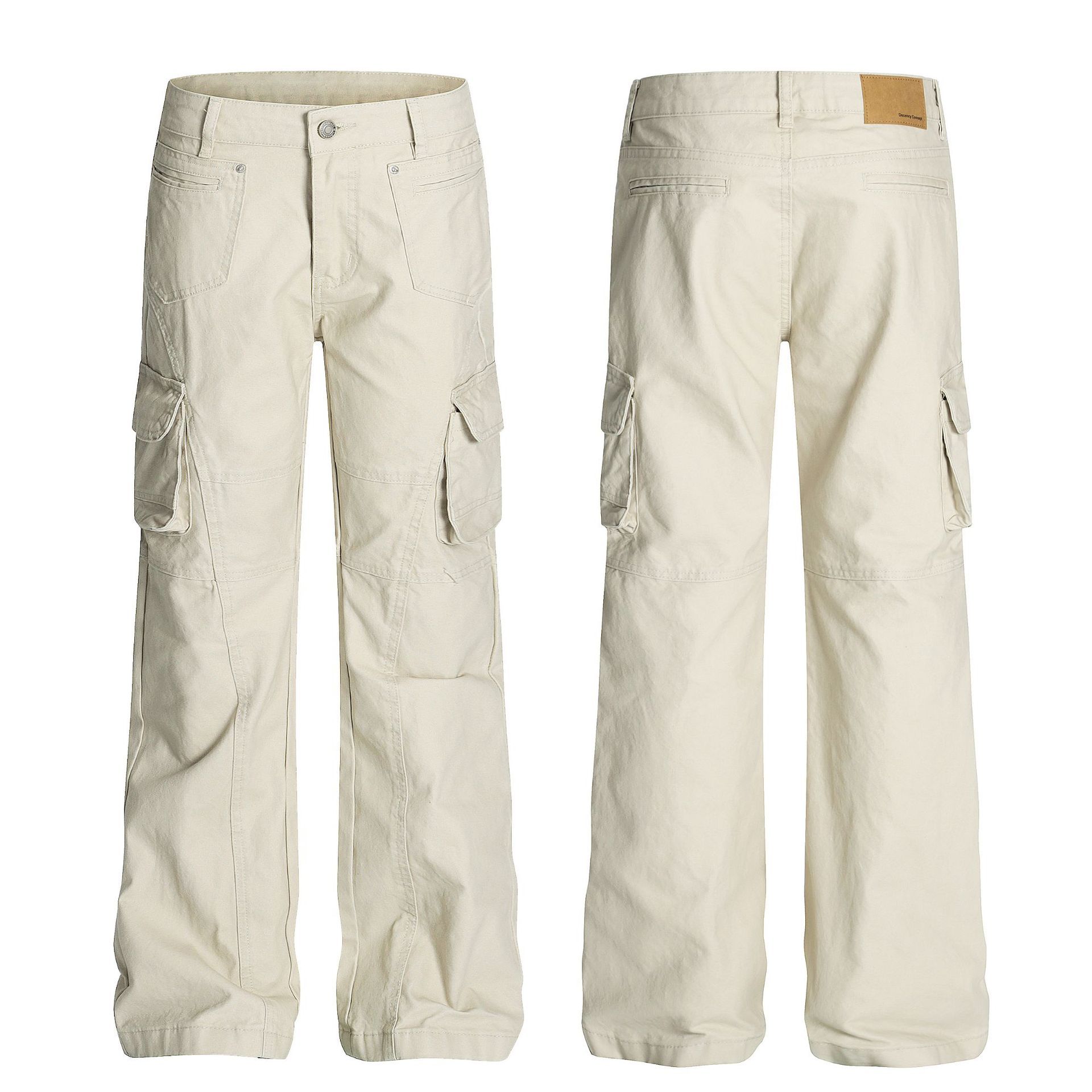 Solid-Color Multi-Pocket Loose Flare-Bootcut Pants 1 Solid-Color Multi-Pocket Loose Flare-Bootcut Pants