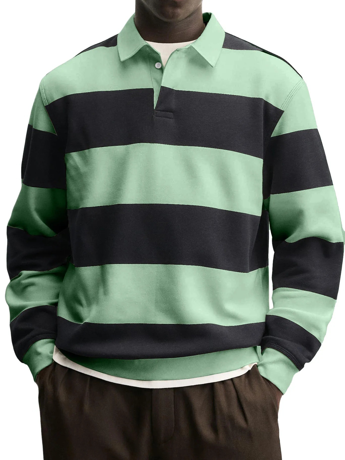 Men's Long-sleeved Striped T-shirt 4 Men's Long-sleeved Striped T-shirt - Image 4