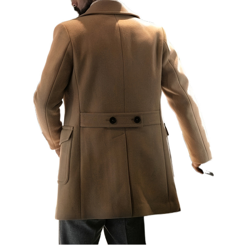 Men's Long-Sleeve British-Style Wool Coat 8 Men's Long-Sleeve British-Style Wool Coat - Image 8