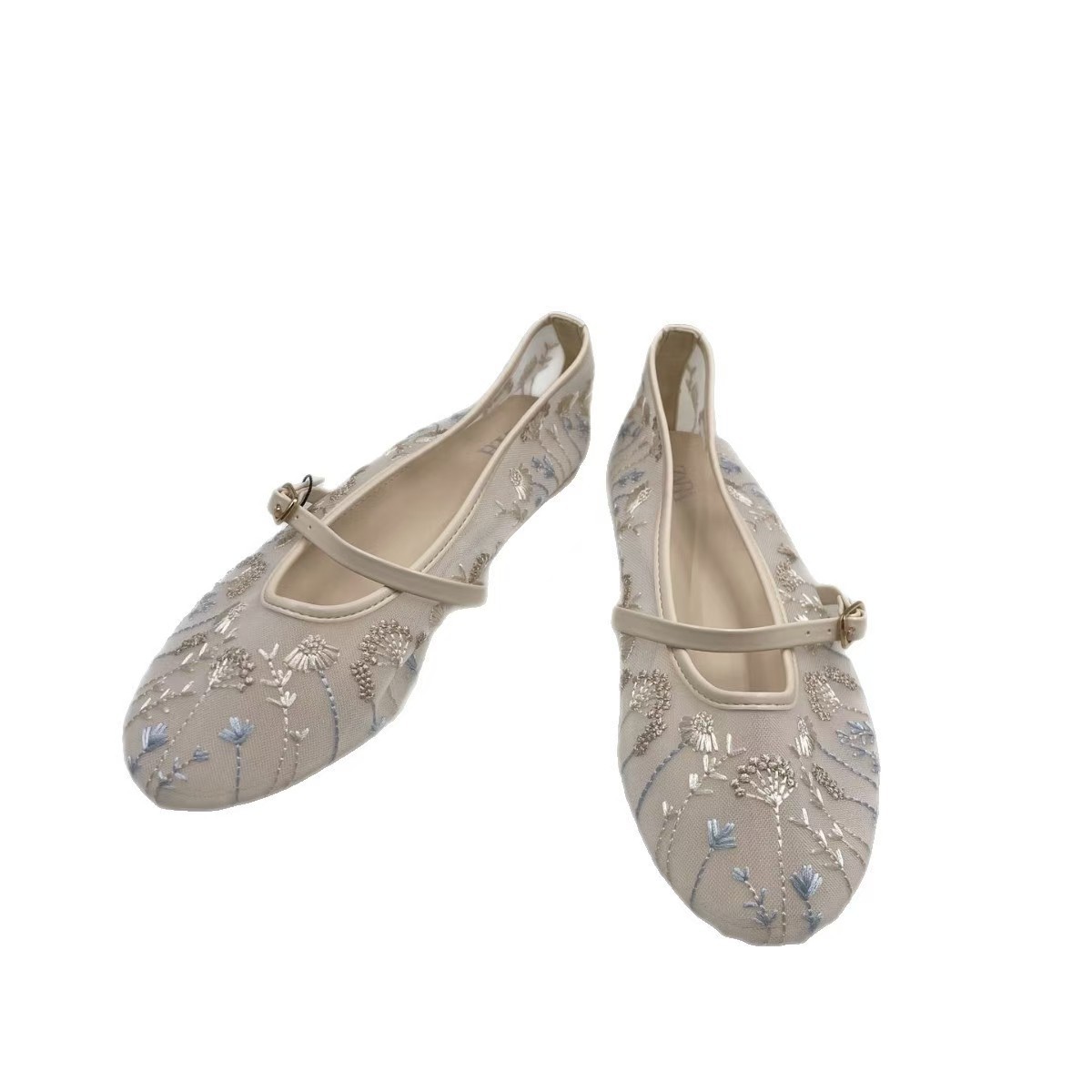 Women's Embroidered Mesh Ballet Pumps 3 Women's Embroidered Mesh Ballet Pumps - Image 3