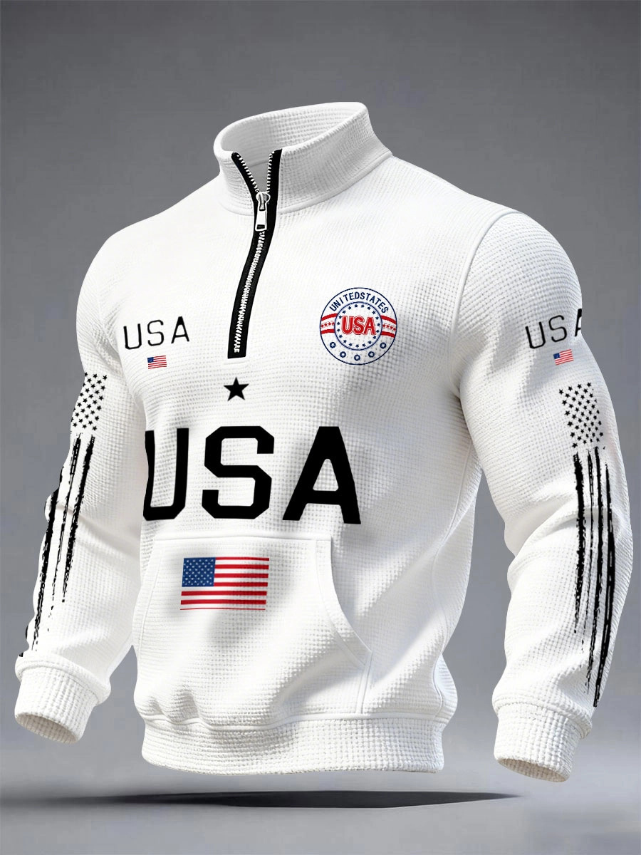 Men's Half-zip Hooded Sweatshirt With A Stand-up Collar Design 9 Men's Half-zip Hooded Sweatshirt With A Stand-up Collar Design - Image 9