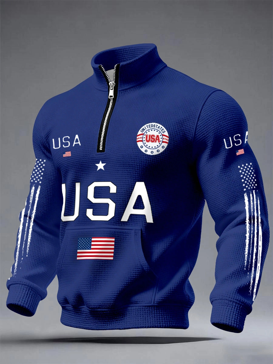 Men's Half-zip Hooded Sweatshirt With A Stand-up Collar Design 7 Men's Half-zip Hooded Sweatshirt With A Stand-up Collar Design - Image 7