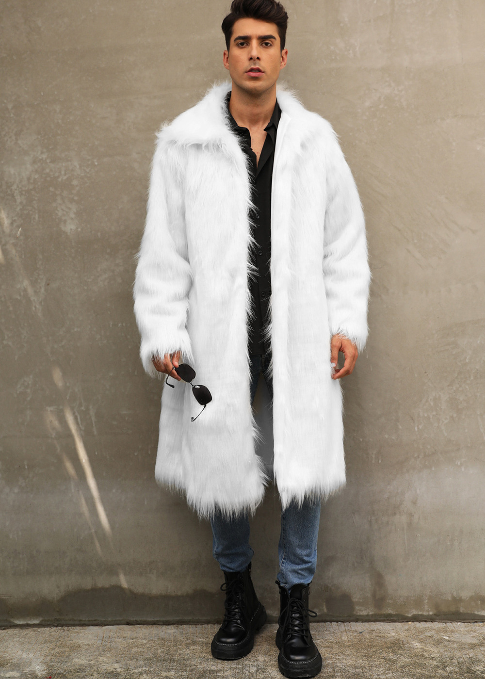 Mens Long Faux Fur Coat Mens Outerwear Warm And Cozy 2 Mens Long Faux Fur Coat Mens Outerwear Warm And Cozy - Image 2