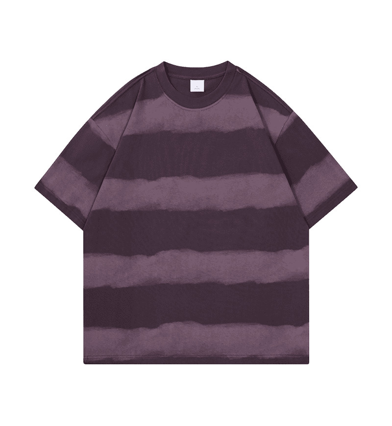 Tie-dye Washed Striped Short-Sleeve Men's Cotton T-Shirt 6 Tie-dye Washed Striped Short-Sleeve Men's Cotton T-Shirt - Image 6
