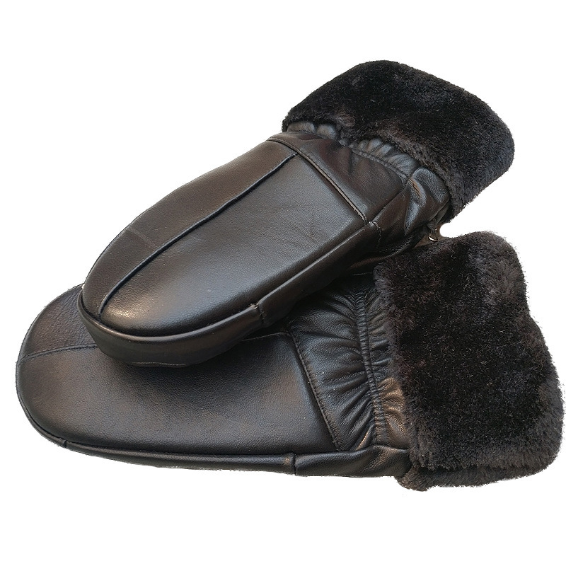 Fleece-lined Thickened Cold-resistant Windproof Sheepskin Mittens 2 Fleece-lined Thickened Cold-resistant Windproof Sheepskin Mittens - Image 2