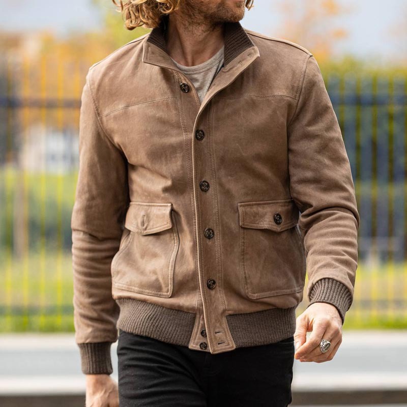 Men's Slim-Fit Lapel Leather Jacket 7 Men's Slim-Fit Lapel Leather Jacket - Image 7