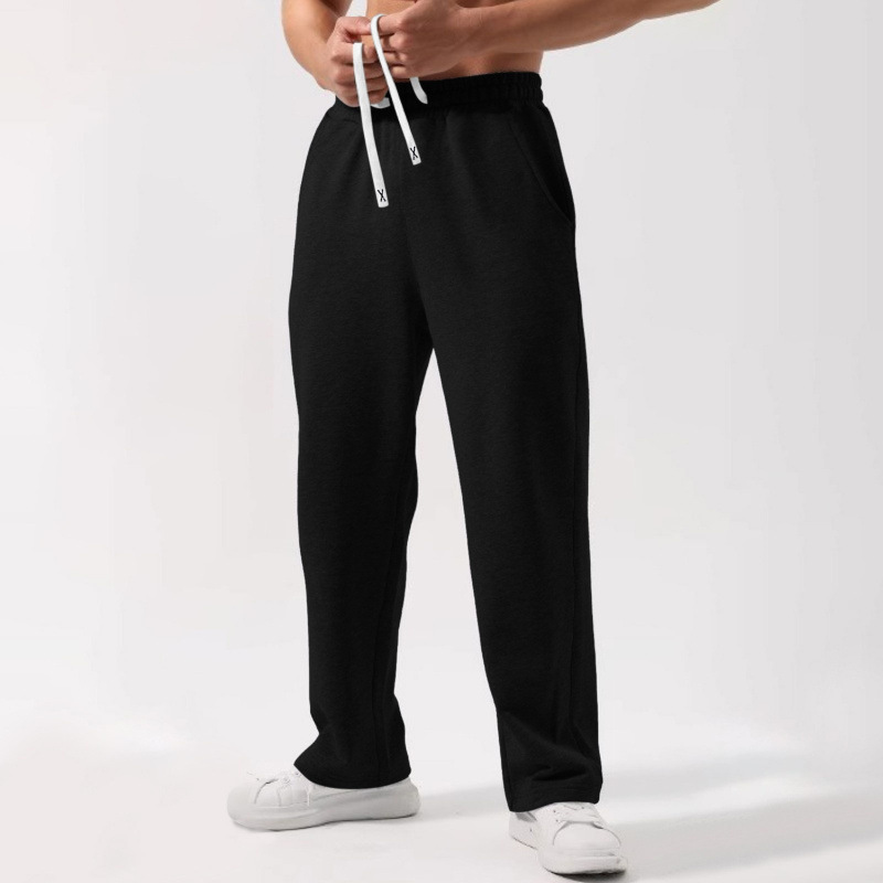 Solid Color Elastic-waist Drawstring Sweatpants 1 Solid Color Elastic-waist Drawstring Sweatpants